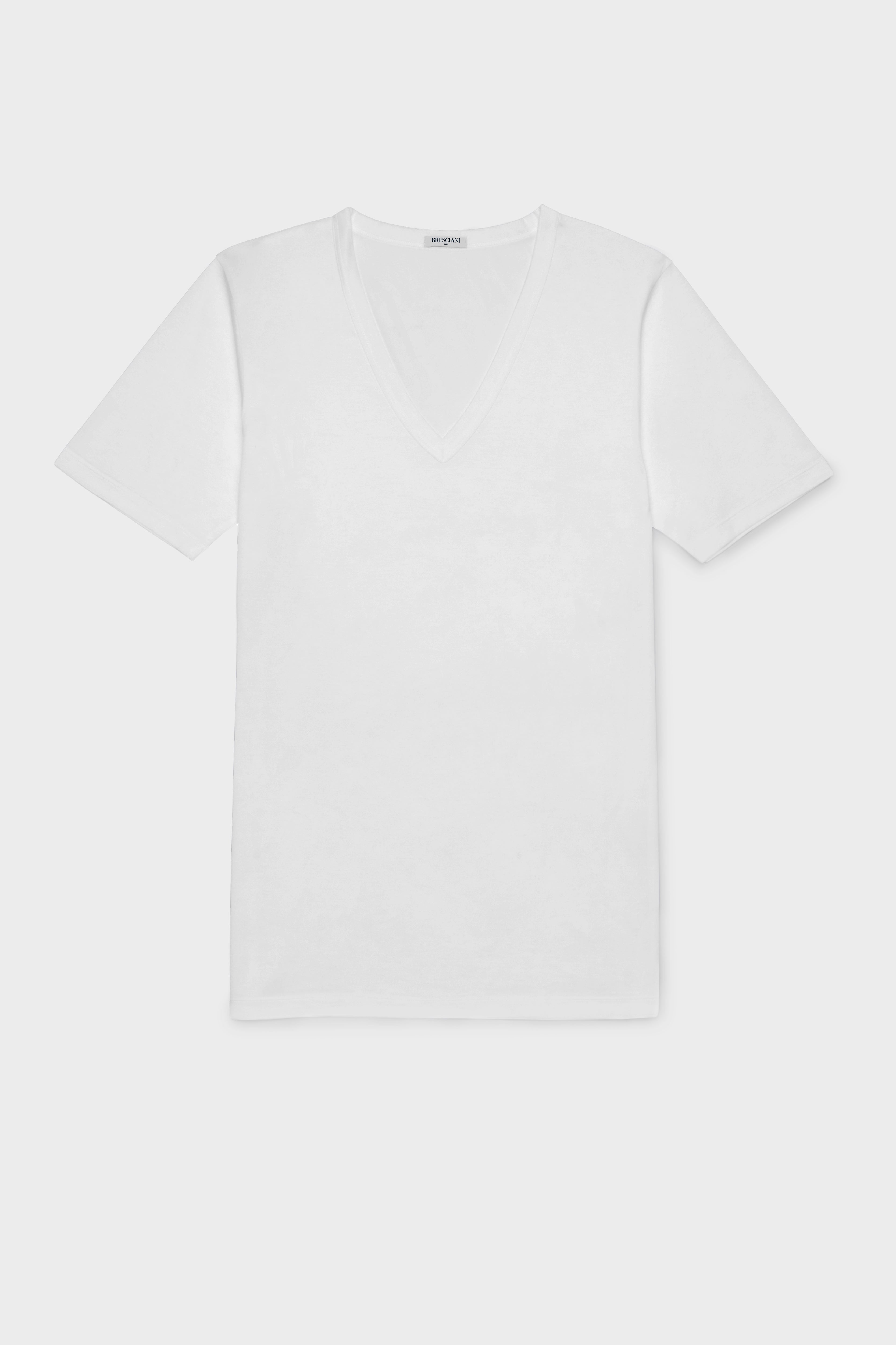 BRESCIANI - men's underwear. V neck T-shirt. Cotton. White