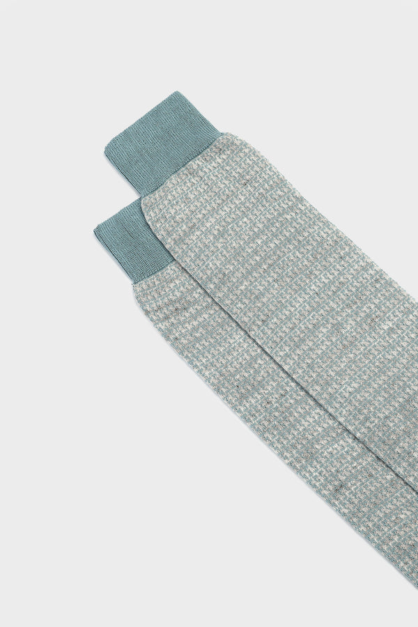 CALZA ATTILIO, 75% COTONE 25% LINO, TEAL-IVORY