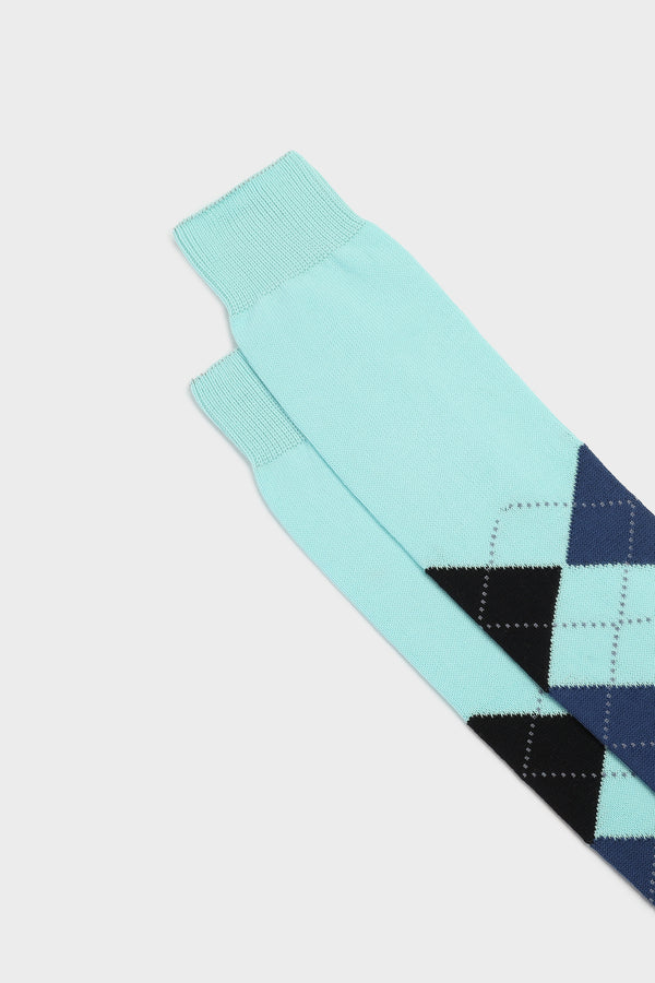 CALZA LUCA, 100% COTONE, LIGHT BLUE-NAVY-AQUAMARINE