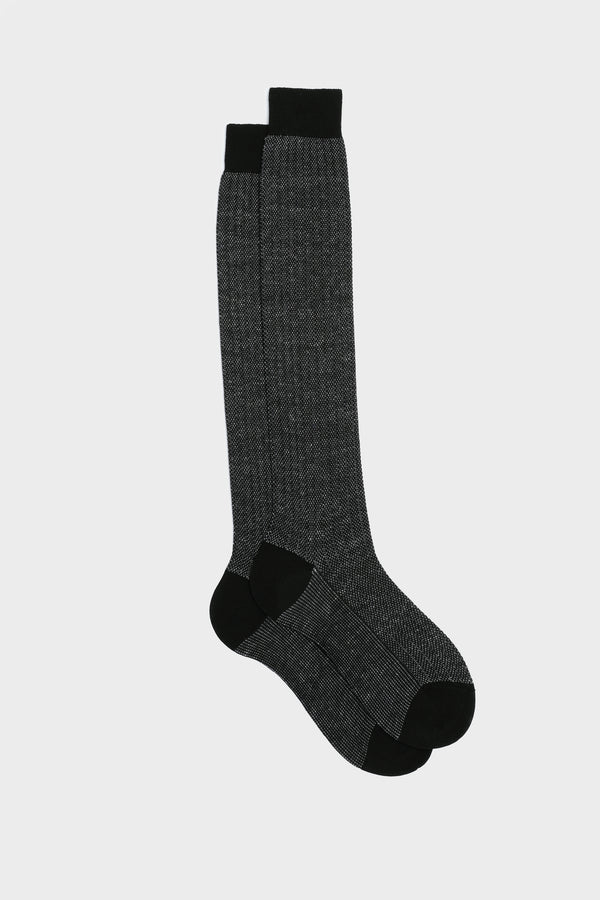 CALZA MICHELE. 75% COTONE 25% LINO, BLACK-DARK GREY