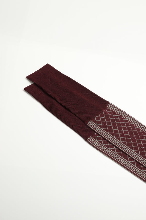 CALZA MOSAICO, 100% COTONE, BURGUNDY.