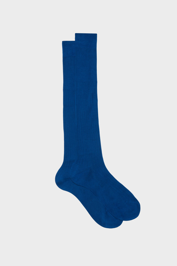 SOCKS CESARE. 100% COTTON, SOLID COLOR, OCEAN.