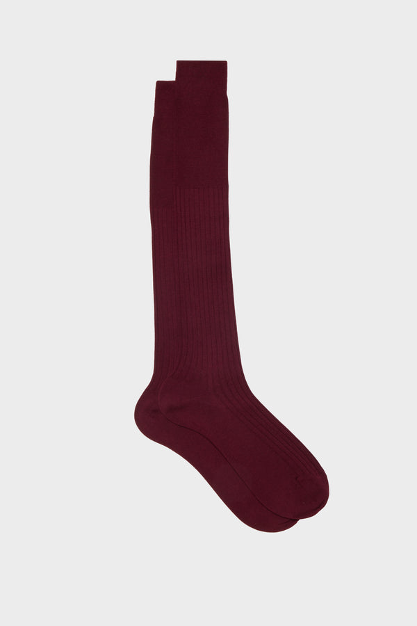 CALZA QUIRINALE. 70% CASHMERE 30% SETA, BORDEAUX.