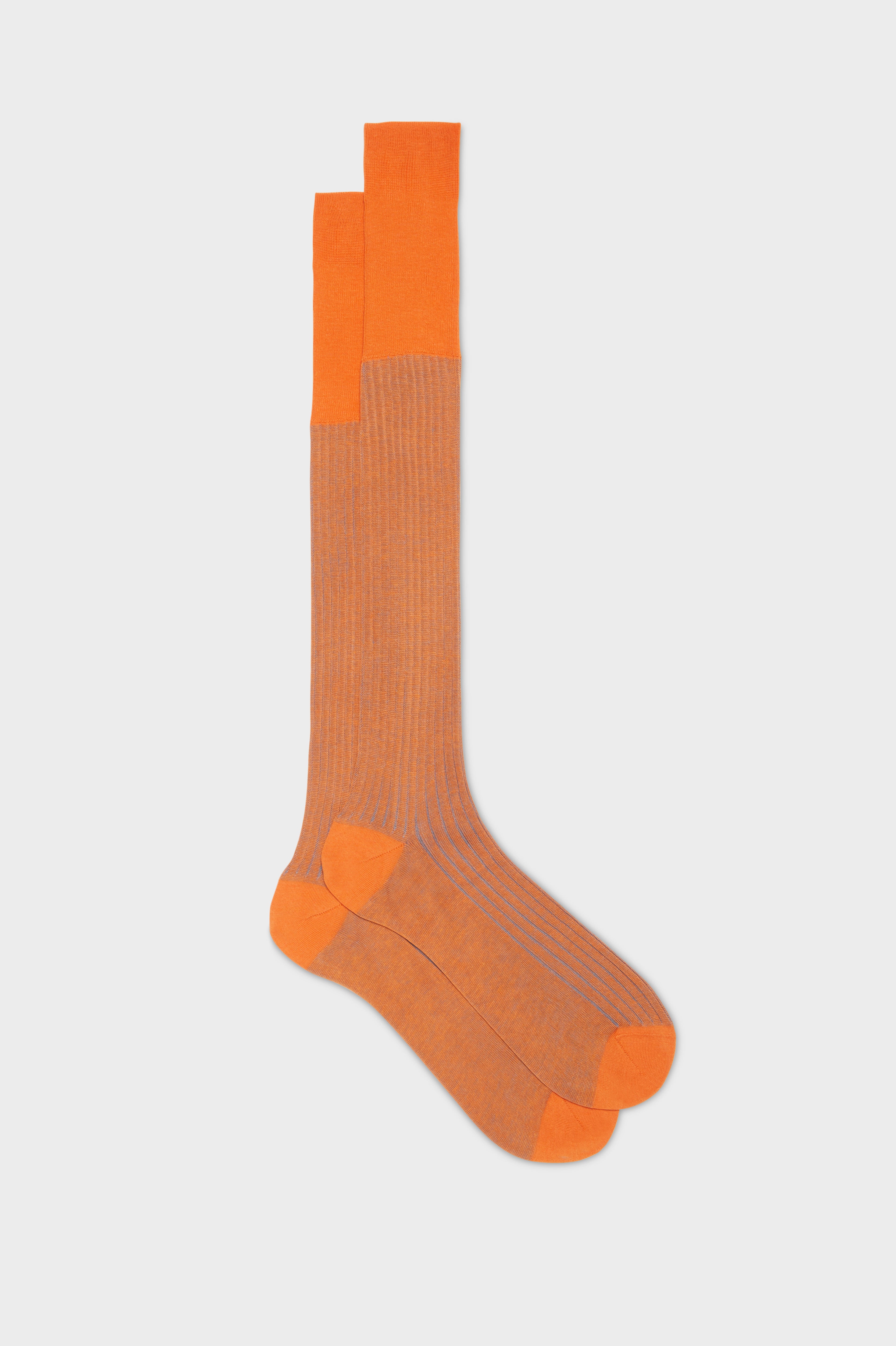 BRESCIANI - men's socks: Mario style. Cotton. Orange-blue – Bresciani Shop
